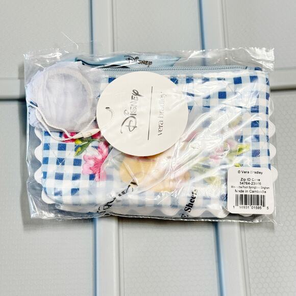 Vera Bradley Winnie The Pooh Zip ID Case - Disney Gingham Wallet Piglet Cotton - Picture 2 of 7